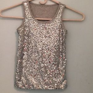 Sparkly silver youth tank top